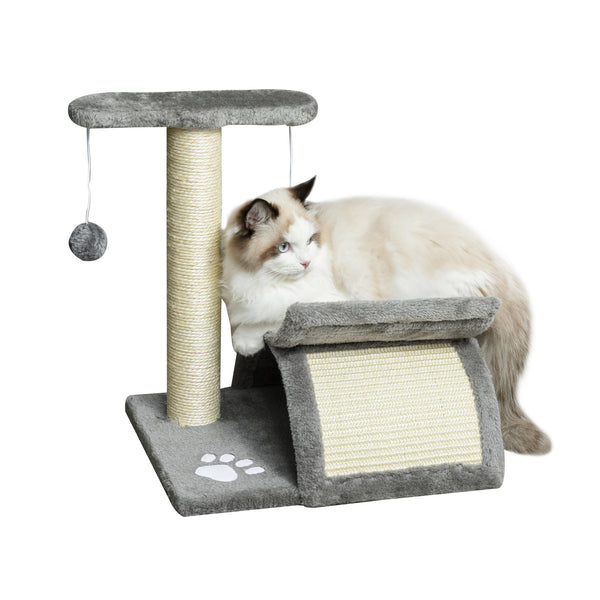 sconto Albero Tiragraffi per Gatti Cuccia e 2 Palline 40x30x43 cm in Peluche con Palo in Sisal Grigio