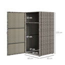 Armadio da Giardino 2 Vani 60x63x120 cm in Rattan PE Grigio-3