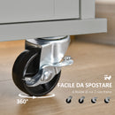 Carrello da Cucina 121x46x91 cm con Ruote in Legno Grigio-6