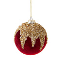 Set 6 Palline Decorative per Albero di Natale Velvet con Strass Ø8 cm Oro-1