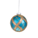 Set 12 Palline Decorative per Albero di Natale intreccio 8 cm Blu/Oro-1