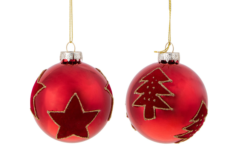 Set 6 Palline Decorative per Albero di Natale con disegno Ø8 cm -1