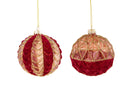 Set 4 Palline Decorative per Albero di Natale Velvet Ø10 cm Burg/Oro-1