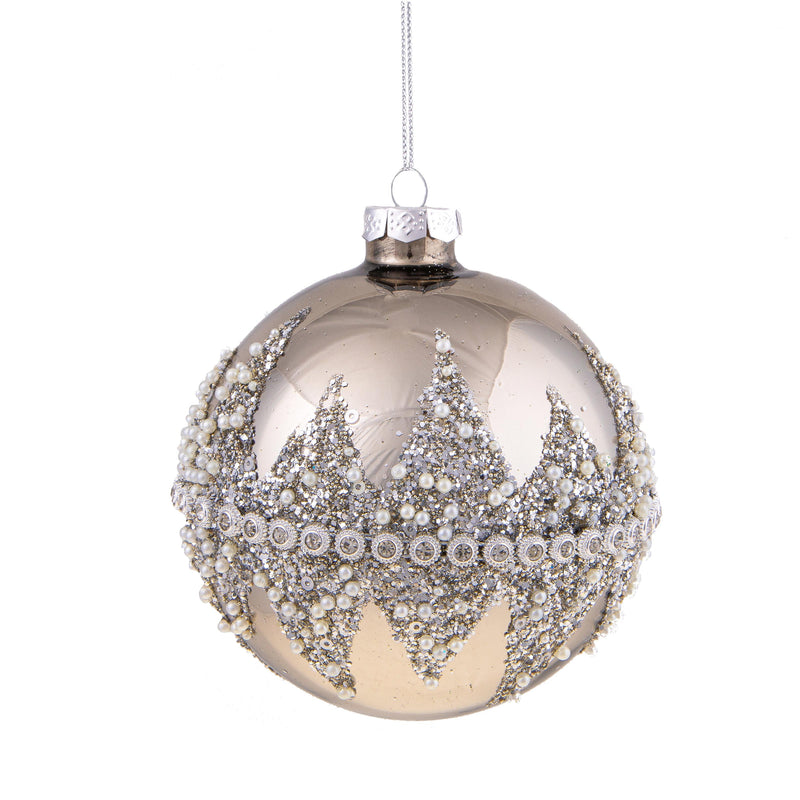 Set 4 Palline Decorative per Albero di Natale diamond Ø10 cm Silver-1