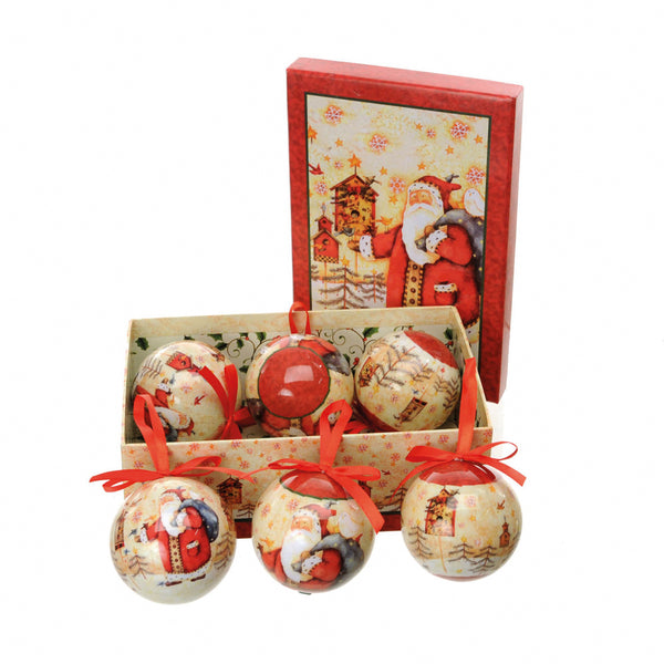 Set mit 12 Deko-Kugeln für Weihnachtsbaum mit Weihnachtsmann H7,5 cm Rot sconto