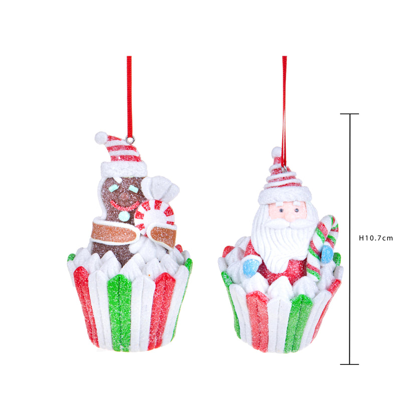 Set 3 Set di 2 Muffin Natale 10,7 cm Bianco/Rosso-2