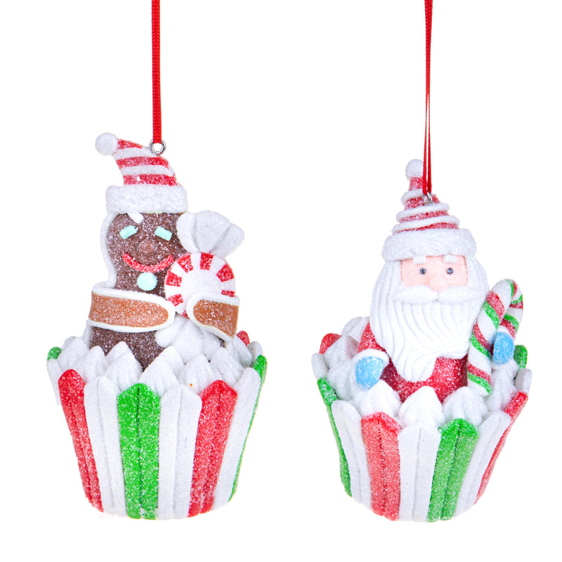 Set 3 Set di 2 Muffin Natale 10,7 cm Bianco/Rosso-1