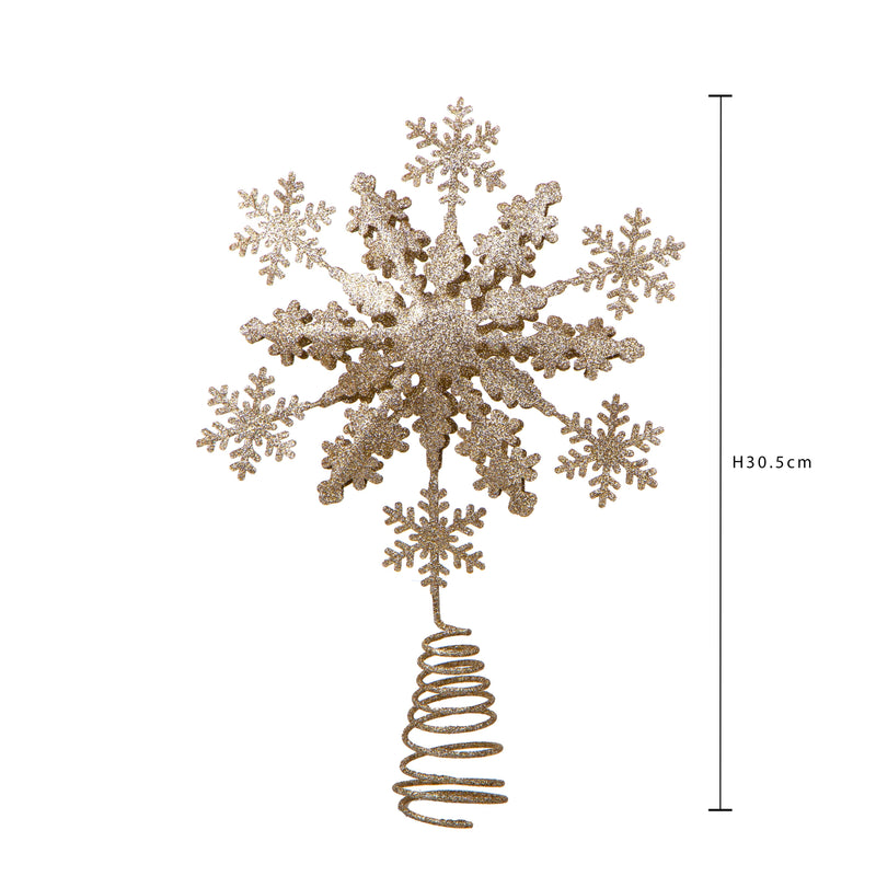 Set 2 Puntale Fiocco Neve 30,5 cm Oro-2