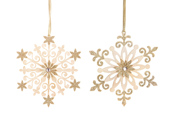 prezzo Set 8 Set mit 2 Schneeflocken Ø14,5cm Creme/Gold