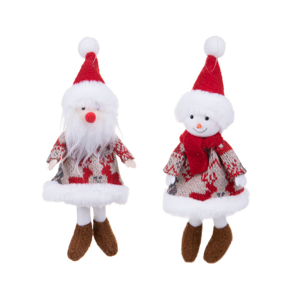 6er-Set Weihnachtsmann + Schneemann H19 cm Rot/Natur online