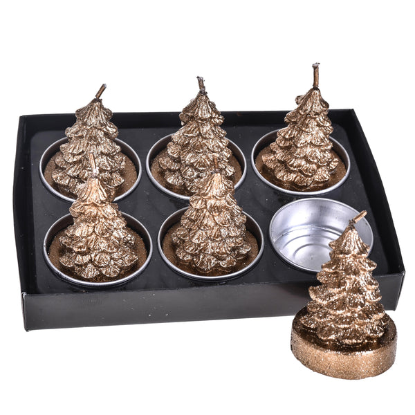 sconto Baum Teelichthalter, 24 Stück H5,5cm Gold