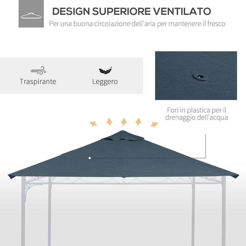 Tetto di Ricambio per Gazebo da Giardino 3x3m in Poliestere Grigio-6