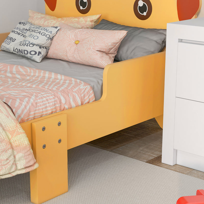 Lettino per Bambini 3-6 Anni con Sponde Laterali Anticaduta 143x74x66 cm in MDF Giallo-8