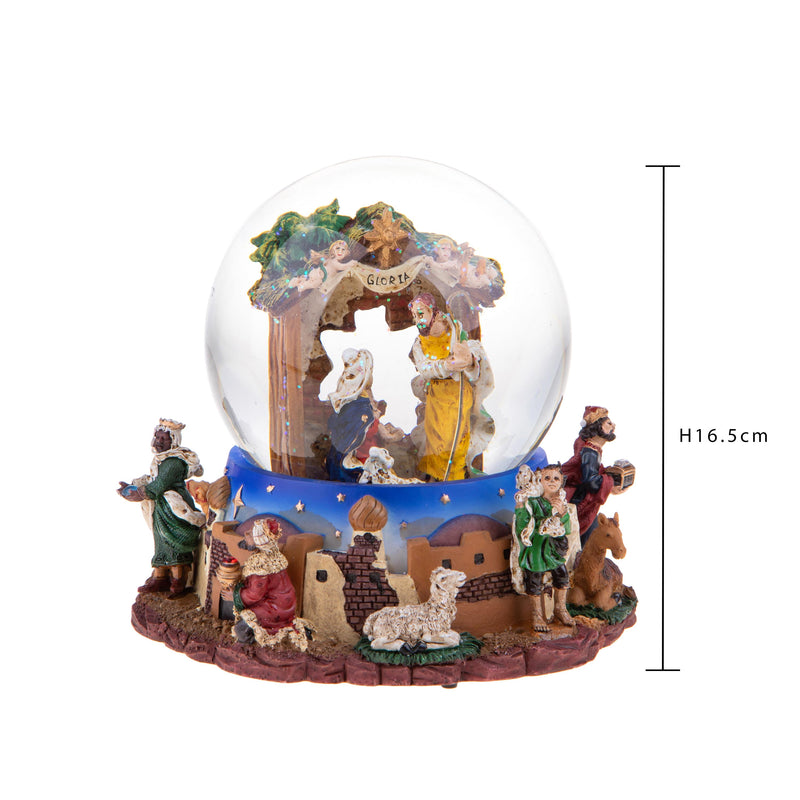 Natività con Sfera in Vetro musica e movimento 16,5 cm in Resina-5