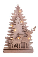 Albero di Natale Abeti con Renne e 15 Luci Led H51 cm in Legno-3