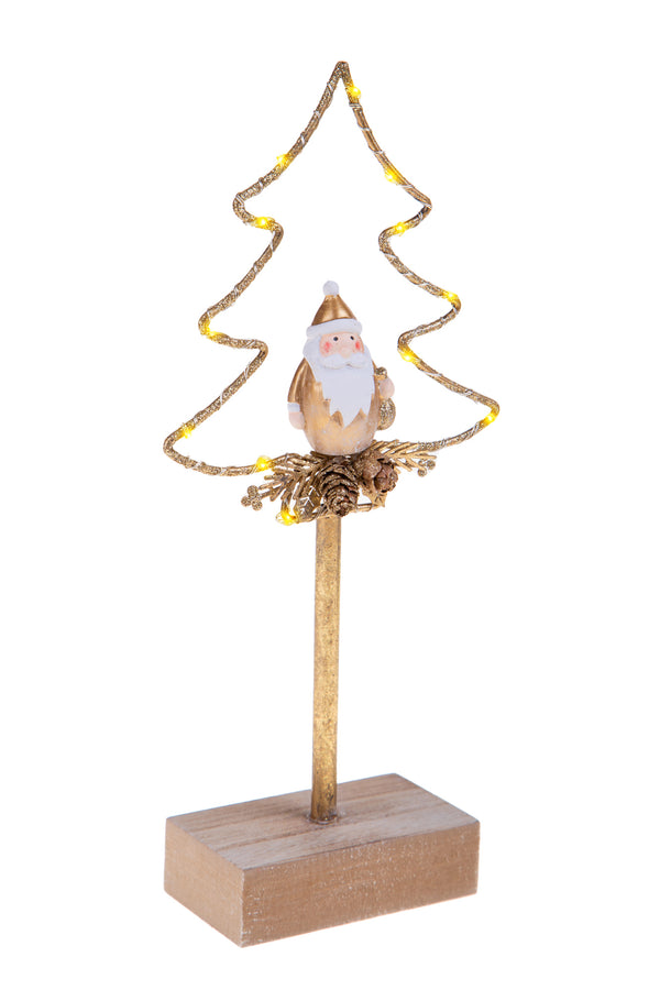 prezzo Set mit 2 Weihnachtsbäumen mit Led 26 cm aus Metall und Goldholz