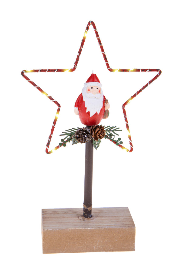 sconto Set 2 Weihnachtsstern mit Led 22 cm aus Metall und rotem Holz