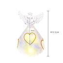 Set 2 Angeli Cuore con Led H12,5 cm in Vetro Oro-4