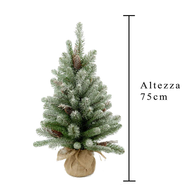 prezzo Künstlicher Mini-Weihnachtsbaum H80 cm Schneetanne mit Tannenzapfen 115 Spitzen Grün