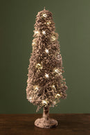 Albero innevato Slim con 24 Led H60 cm Marrone-3