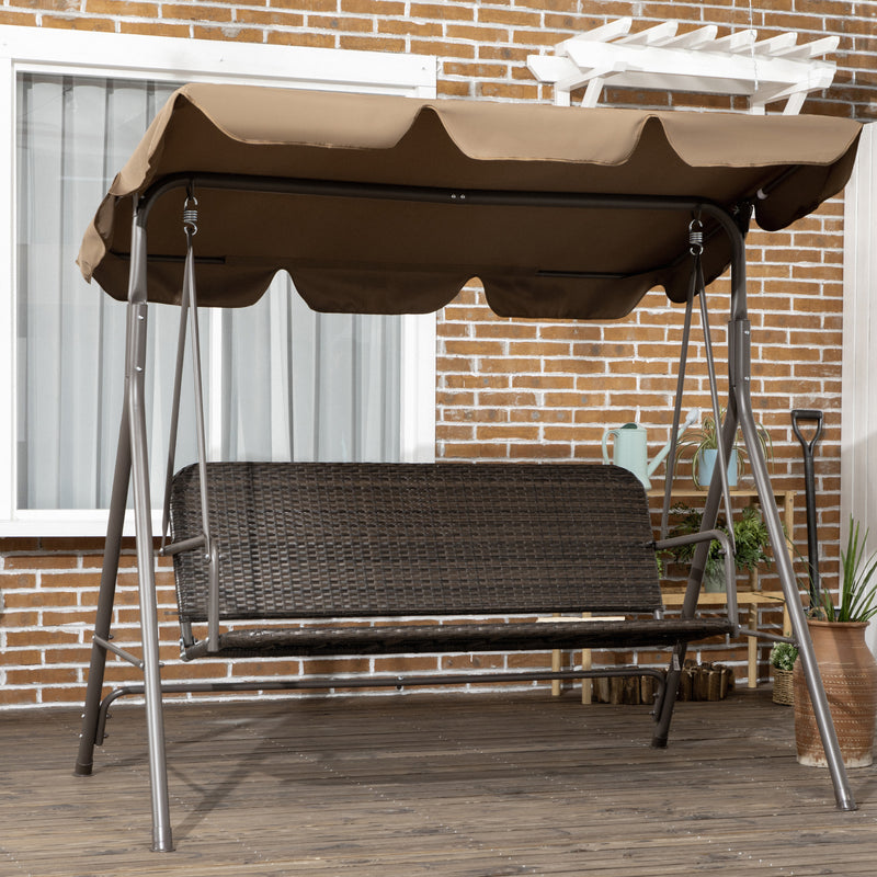 Dondolo da Giardino 3 Posti 167x112x153 cm in Rattan PE e Acciaio Marrone-2