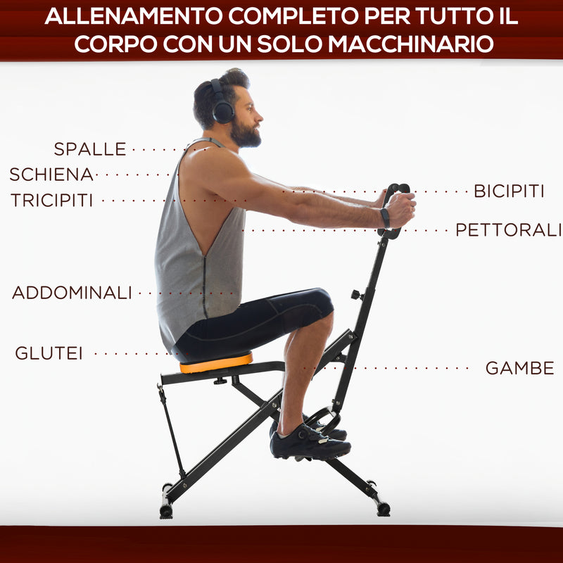 Total Crunch Fitness Pieghevole 90x63x124-136 cm con Monitor LCD in Acciaio e PU Nero-8