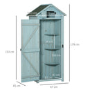 Casetta Box da Giardino Porta Attrezzi 77x54,2x179 cm 3 Ripiani  in Legno Blu-3