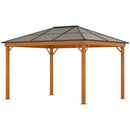 Gazebo da Giardino 2,94x3,60x2,67m con Tetto in Policarbonato e Zanzariere in Acciaio Kaki-9