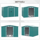 Casetta Box da Giardino 260x206x179 cm in Acciaio Verde-6