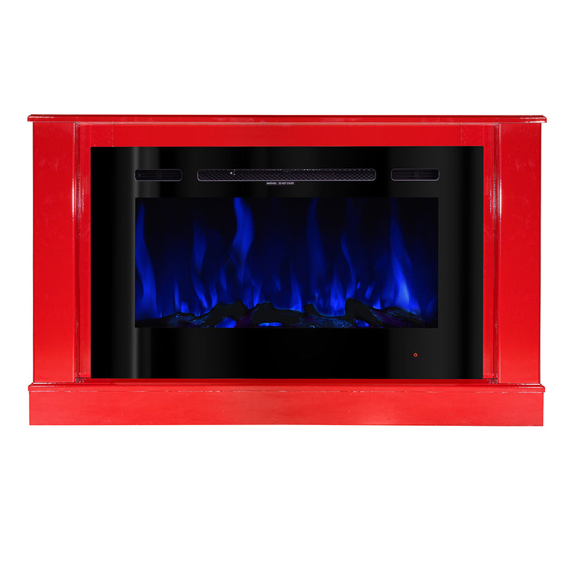 Camino Elettrico da Pavimento 72,5x121,5x30 cm Effetto Fiamma 1500W Bernard mini rosso & Adeli-7