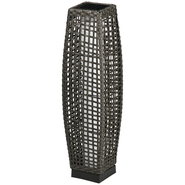 Lampada Solare da Giardino con Pannello di Ricarica 21x21x78 cm in Acciaio e Rattan Nero e Grigio sconto