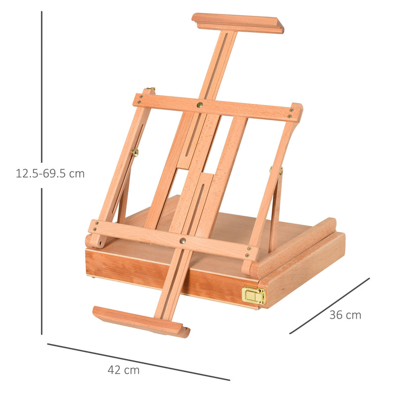 Cavalletto per Pittura da Tavolo Altezza e Angolazione Regolabile 42x36x12,5 cm in Legno di Faggio Naturale-3