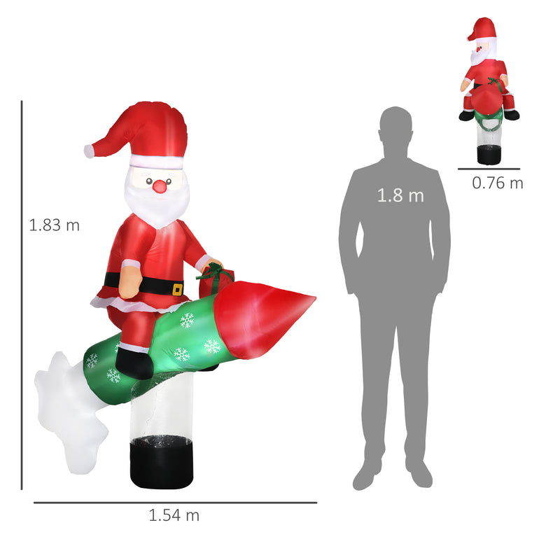 Babbo Natale Gonfiabile 154x76x183 cm con Missile e Luci LED-3