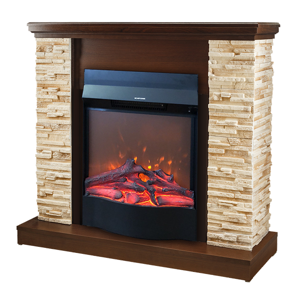 sconto Camino Elettrico da Pavimento 90,3x98x30 cm Effetto Fiamma 1600W Rock & Corsica Noce