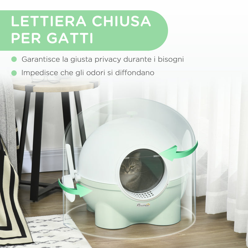 Lettiera per Gatti max 4 Kg 53x51x48 cm con Paletta in Polipropilene Bianca e Verde-6