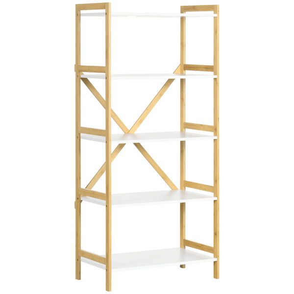 acquista 5-stöckiges Regal 70 x 37,5 x 150 cm aus Bambus und weißem MDF