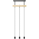 Lampadario a Sospensione 50x8x33 cm con 3 Lampadine in Legno e Metallo Nero-1