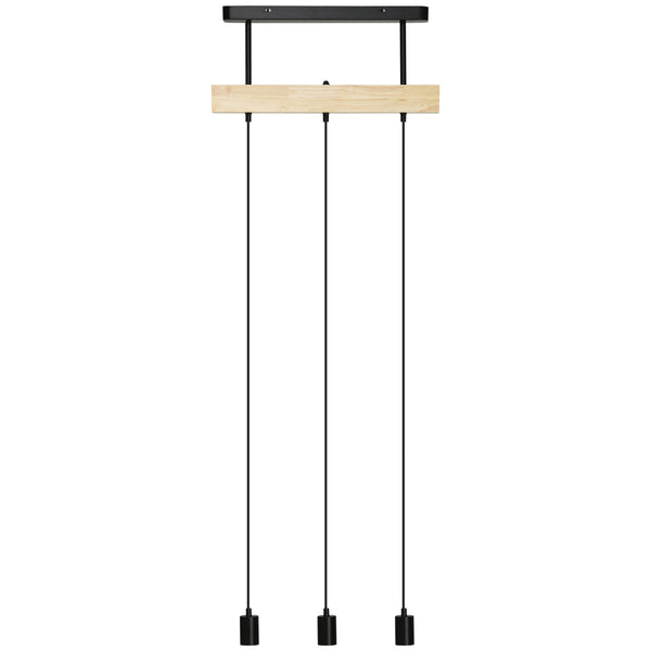 acquista Lampadario a Sospensione 50x8x33 cm con 3 Lampadine in Legno e Metallo Nero